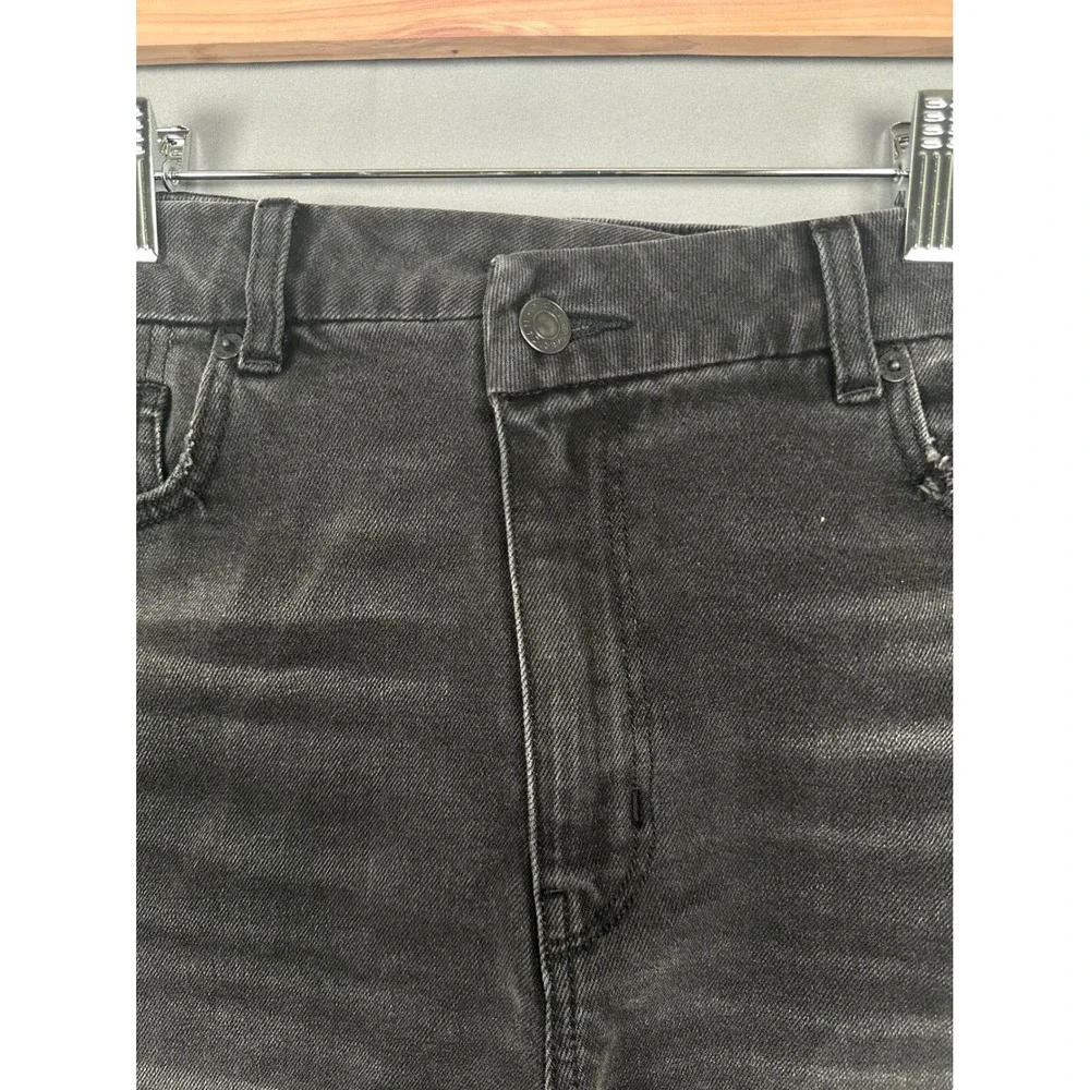 American Eagle Black Distressed Raw Hem Stretch Denim Shorts Womens Size 12